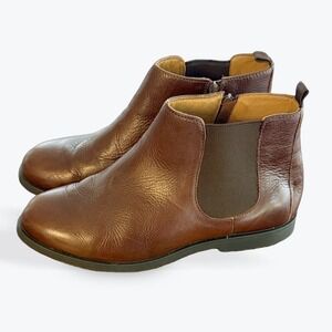 Flag Ltd Womens Brown Pebbled Leather Ankle Boots Side Zip Chelsea 6M 334FY0004